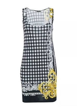 Versace Pre-Owned gingham baroque-print mini dress - Black