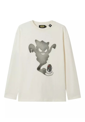 Mini Cream graphic-print long-sleeve T-shirt - Neutrals