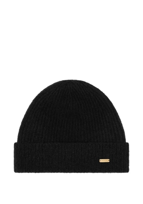 TOM FORD ribbed logo-plaque beanie hat - Black