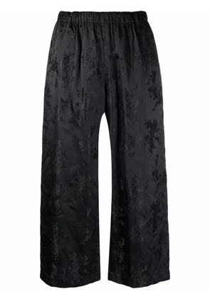 Comme Des Garçons Comme Des Garçons floral-jacquard cropped trousers - Black