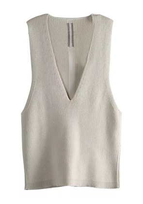 Rick Owens V-neck ribbed top - Neutrals