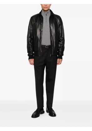 Barba zip-fastening leather jacket - Black