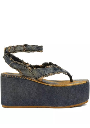 Diesel frayed-edge platform sandals - Blue
