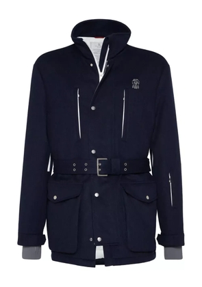 Brunello Cucinelli Mountain belted wool military jacket - Blue