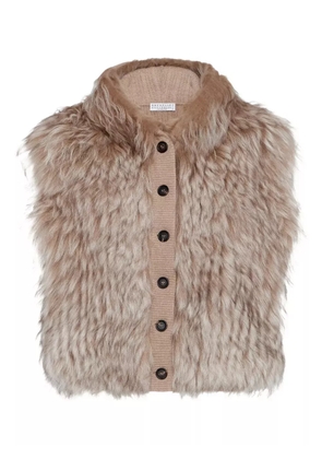 Brunello Cucinelli shearling button gilet - Neutrals