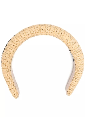 Prada logo-embroidered headband - Neutrals