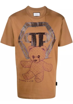 Philipp Plein teddy-bear print short-sleeve T-shirt - Brown