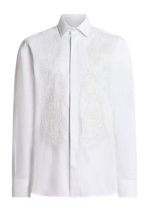 ETRO floral paisley embroidery cotton shirt - White