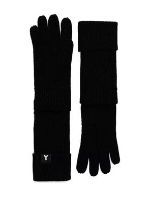 Patrizia Pepe ribbed logo-detail gloves - Black