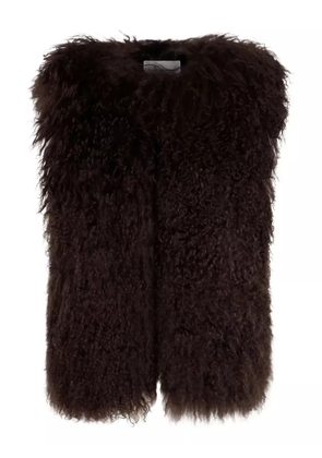 Yves Salomon long-hair fur gilet - Brown