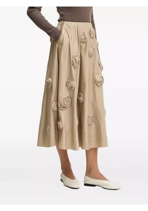 HERSKIND William Blooming floral-appliqué midi skirt - Neutrals