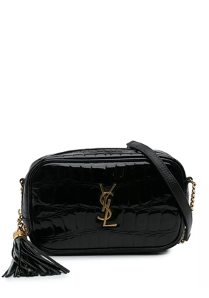 Saint Laurent Pre-Owned 2022 Mini Croc Embossed Patent Monogram Lou Camera Bag crossbody bag - Black