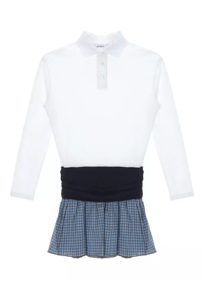 Gimaguas Chico polo-neck gingham mini dress - White