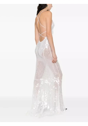 Norma Kamali Fara sequin-embellished gown - White