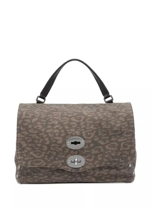 Zanellato Postina turn-lock animal-print tote bag - Brown