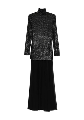 Norma Kamali sequin-embellished roll-neck gown - Black