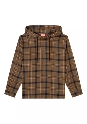 Diesel S-Ix checked hoodie - Brown