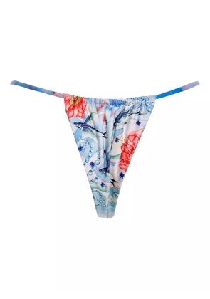 Agua Bendita crystal-embellished floral bikini bottoms - Blue