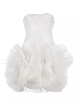 Zuhair Murad pleated strapless mini dress - White
