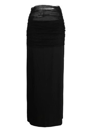 Christopher Esber tulle-trim ruched maxi skirt - Black