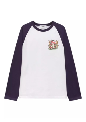 MSGM long-sleeve graphic-print T-shirt - White