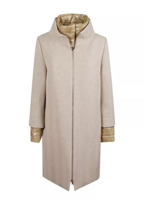 Herno zip-fastening herringbone-pattern coat - Neutrals