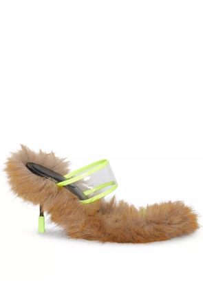 MSGM Iconic faux-fur heeled sandals - Brown
