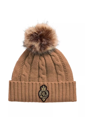 Lauren Ralph Lauren cable-knit pompom beanie - Brown