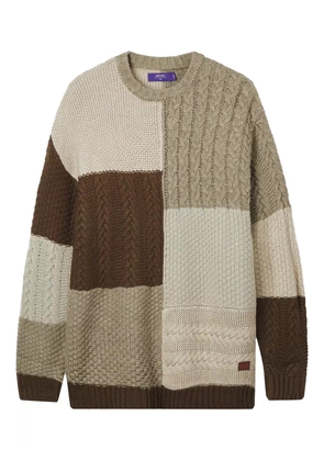 aftermaths patchwork cable-knit sweater - Neutrals