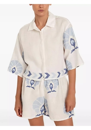 GREEK ARCHAIC KORI embroidered-motif shirt - White