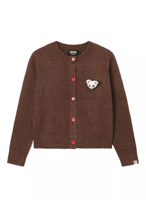 Mini Cream appliqué-detailed cardigan - Brown