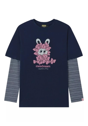 Mini Cream striped long-sleeve top - Blue