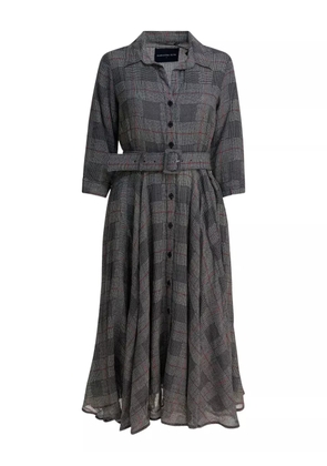 Samantha Sung check belted midi dress - Grey
