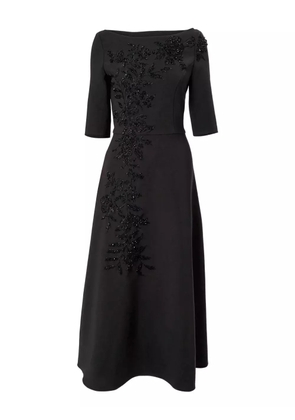 Carolina Herrera embroidered boat-neck midi dress - Black