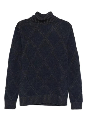 Barba argyle-check roll-neck jumper - Blue