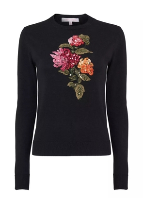 Carolina Herrera chrysanthemum-embroidered sequin sweater - Black