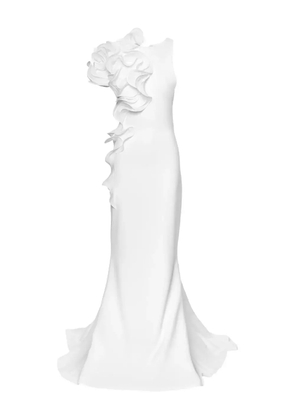 Ana Radu ruffled-appliqué gown - White