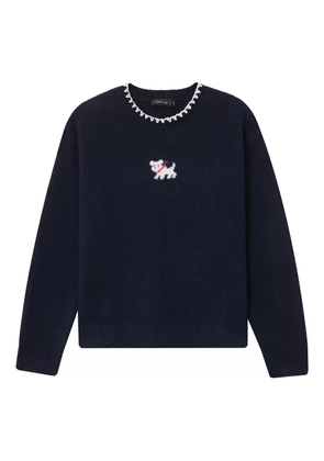 tout a coup dog appliqué scalloped sweater - Blue