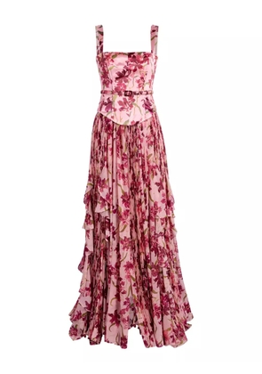 Cinq A Sept Trailing Hibiscus Leema floral ruffled maxi dress - Pink