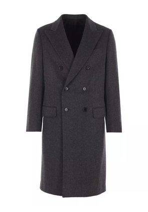 Caruso wool double-breasted coat - Grey