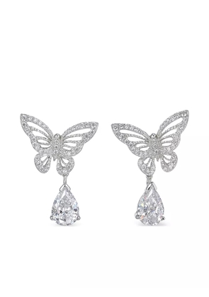 Anabela Chan 14K white gold and rhodium vermeil Butterfly diamond earrings - Silver