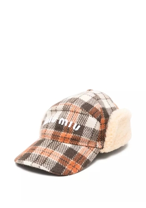 Miu Miu plaid-pattern cap - Brown