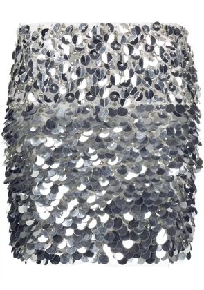 DES PHEMMES high-waisted sequin-embellished skirt - Silver