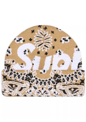 Supreme bandana-print beanie hat - Brown