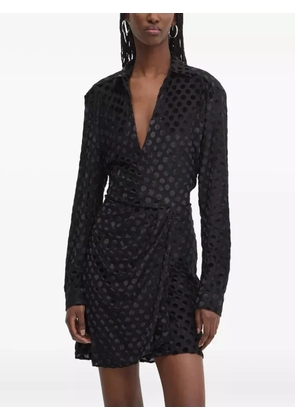 HUGO polka dot wrap-effetc mini dress - Black