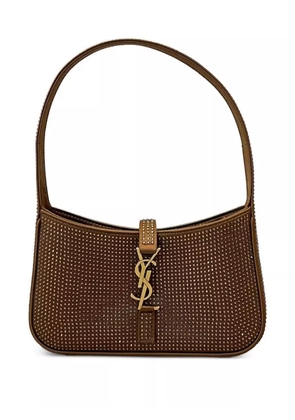 Saint Laurent embellished logo shoulder bag - Brown