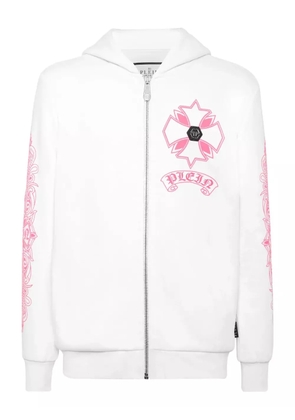 Philipp Plein chrome zip-fastening hoodie - White