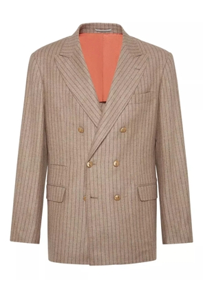 Brunello Cucinelli striped double-breasted blazer - Neutrals