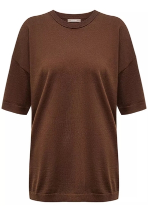12 STOREEZ drop-shoulder crew-neck T-shirt - Brown