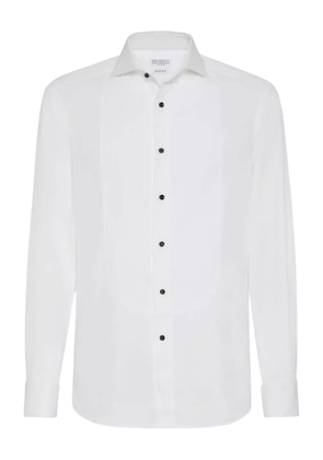 Brunello Cucinelli pleated tuxedo shirt - White